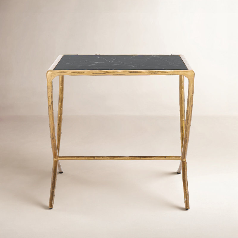 Evelynn End Table, Clear/Brass