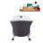 55" Streamline Clawfoot Soaking Acrylic Bathtub With Drain, Clawfeet, and Bamboo Tray-66367046-76099834