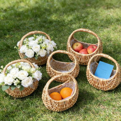 Ensemble de 6 paniers en osier de style rustique pour les demoiselles d'honneur, décorations de Noël, cadeaux de fin d'année, bonbons et cadeaux