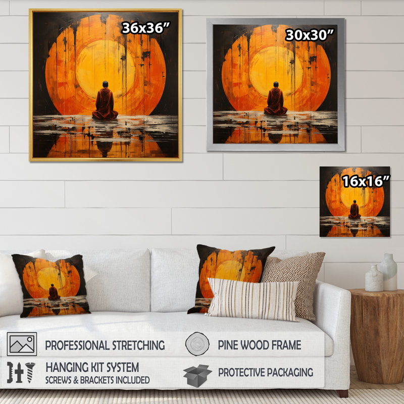 Gourou du minimalisme orange I, H 30 po x l 30 po x P 1 po, Toile tendue