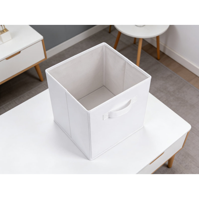 Fabric Storage Cubes With Handles, Sturdy Organizer Bins For Home Organization, Set Of 6, Foldable And Breathable, White
