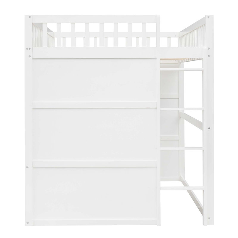 Lit mezzanine avec échelle House, Blanc, Double