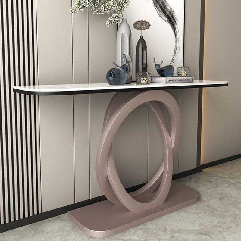 Console légère en pierre frittée de style luxueux., Or rose, H 33,4 po x l 62,9 po x P 13,7 po
