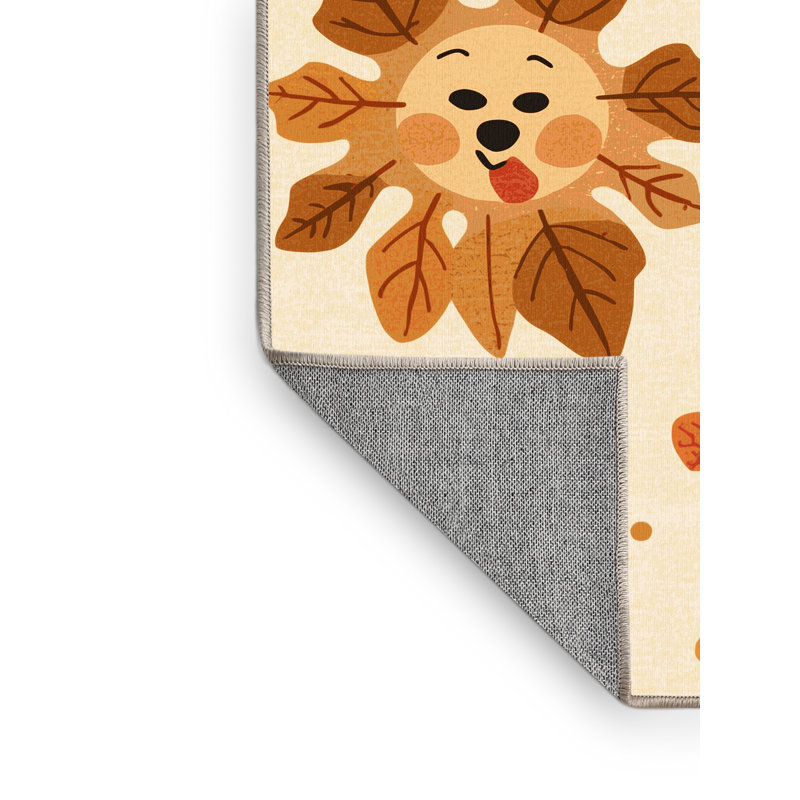 Machine Washable Hartsdale Thanksgiving Modern & Contemporary Abstract Rug in Beige – Beige Binding, 2x3