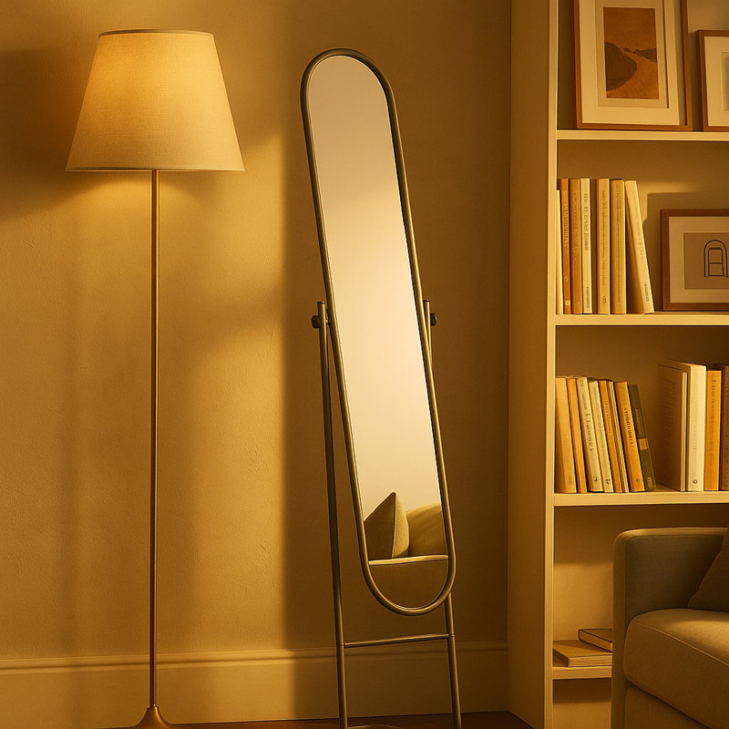 Harbour Housewares Round Full-Length Mirror, Grey