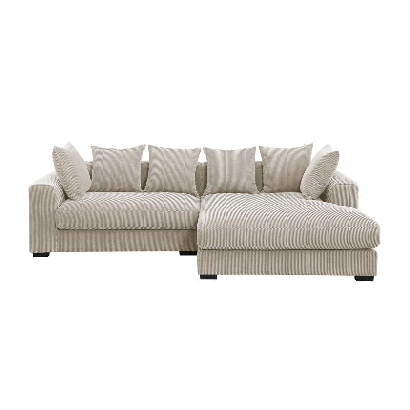 Oakham Corduroy Upholstered Sectional, Beige Corduroy