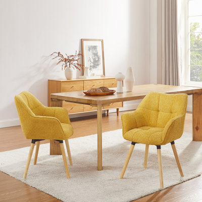 Dunsmoor Swivel Boucle Upholstered Dining Arm Chair -  George Oliver, BD1E9D9EBFE4421BAE61A88580A2F653