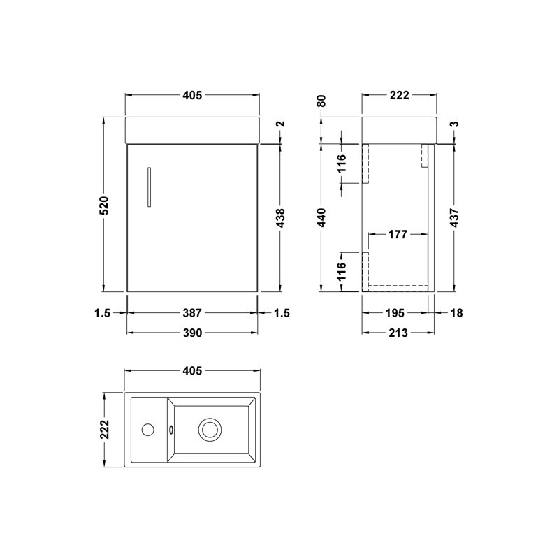 Vault 400mm Single Bathroom Vanity with Integrated Vitreous China Basin, Gloss White