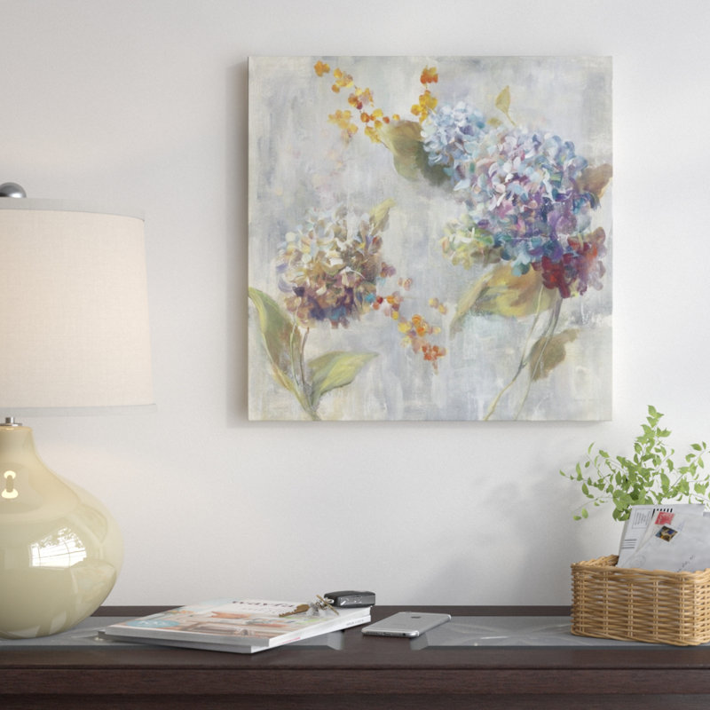 " Autumn Hydrangea II ", 36" H x 36" W x 1.5" D, Wrapped Canvas