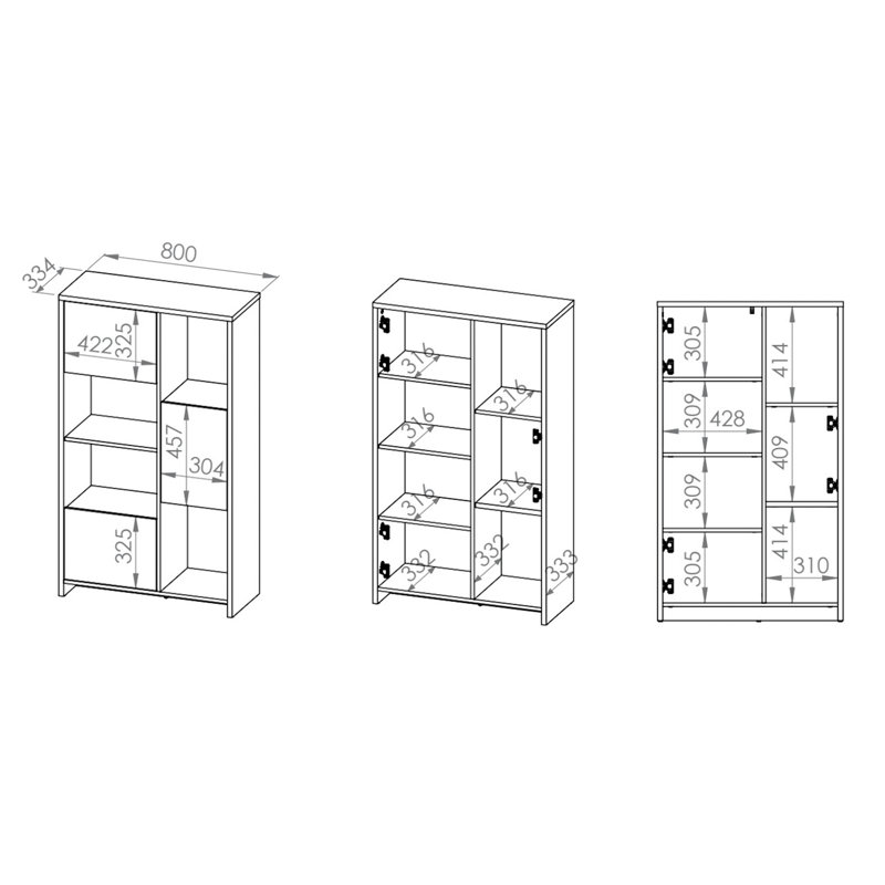 138cm H x 80cm W Geometric Bookcase