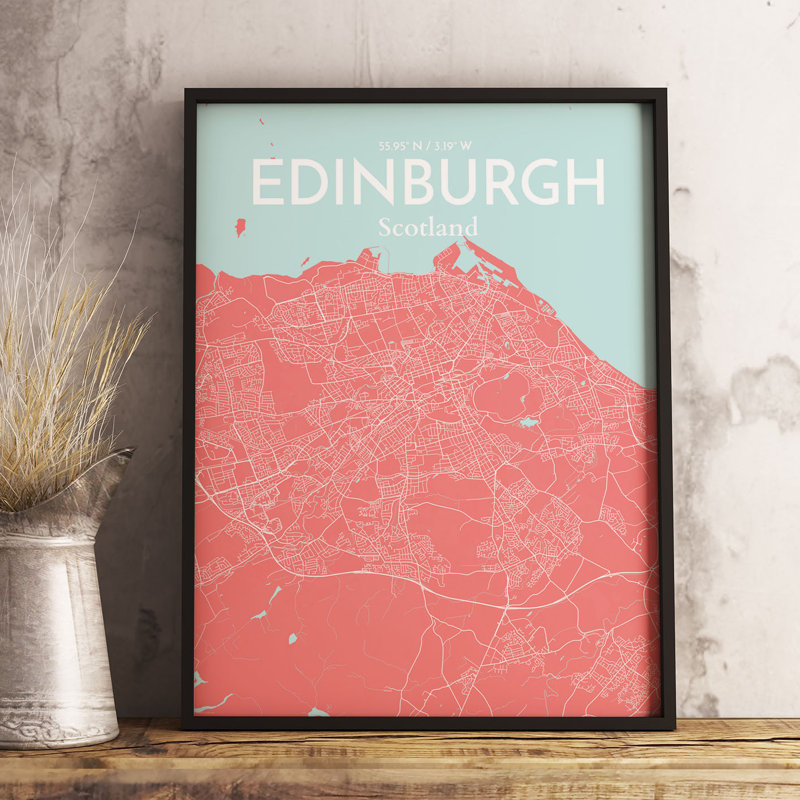 Edinburgh City Map - No Frame Print, 43.2cm H x 27.9cm W x 0.13cm D