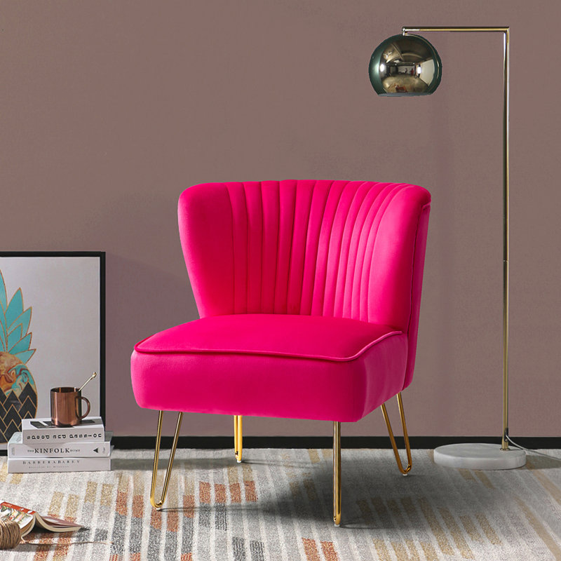 Chaise d'appoint en velours Euclid, Moutarde