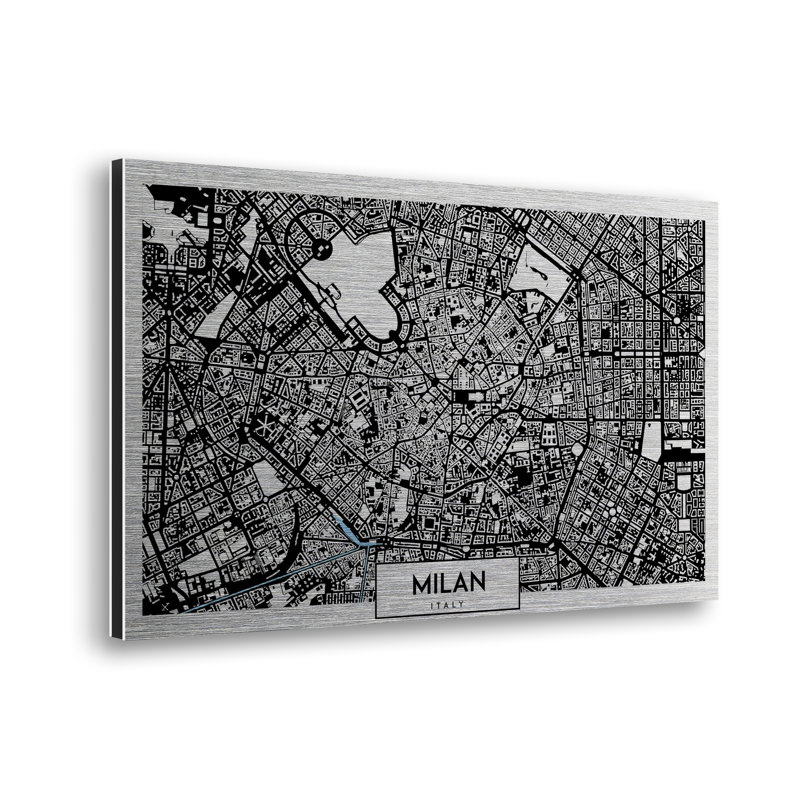Milan Aerial Map - No Frame Print on Metal