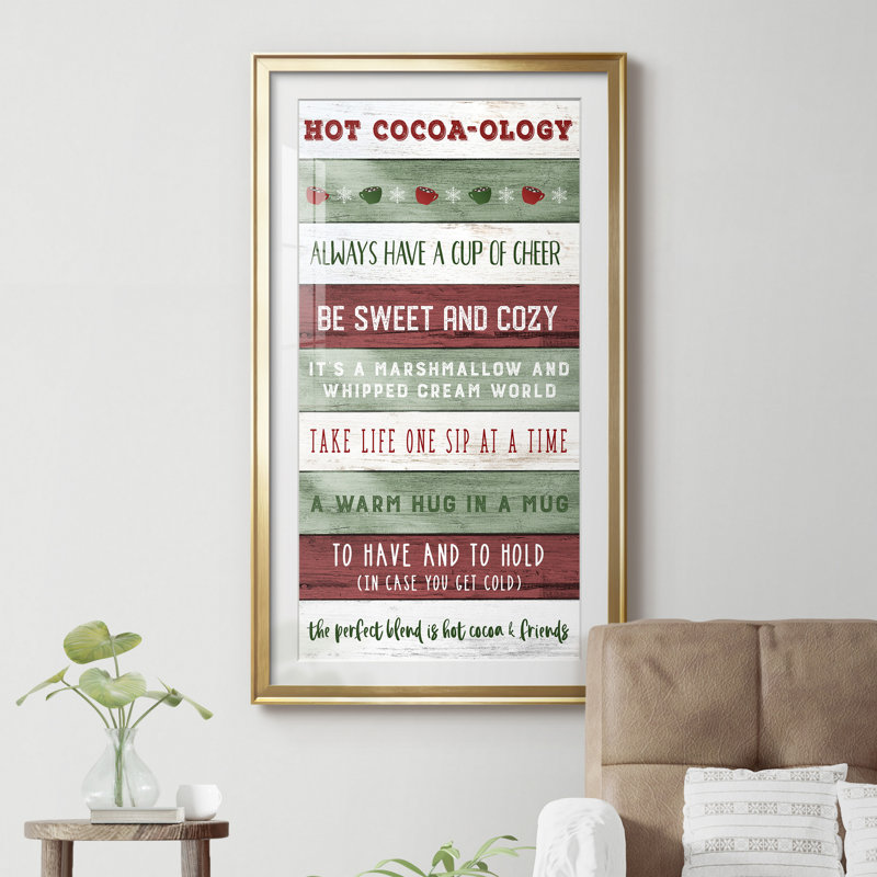 «Hot Cocoa», impression d'art textuel sur cadre photo, Papier avec cadre doré, H 22,5 po x l 42,5 po x P 1,5 po