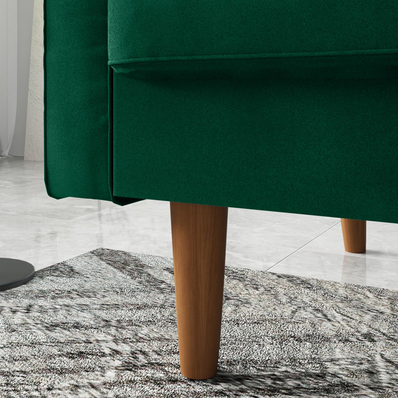 Canapé en velours à accoudoirs carrés de 70 po Brighton, Polyester vert
