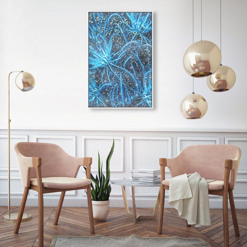 Neon garden Graphic Art Canvas, 31"H x 21"W, White Floater Frame