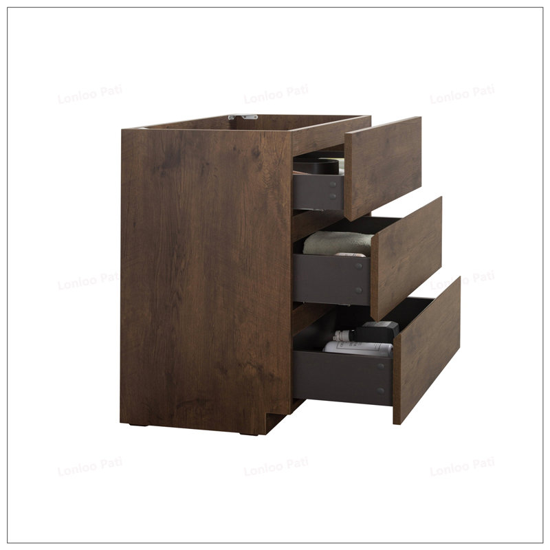 Three Freestanding Bathroom Cabinet Without basin, 30", Dark Brown, Dark Brown