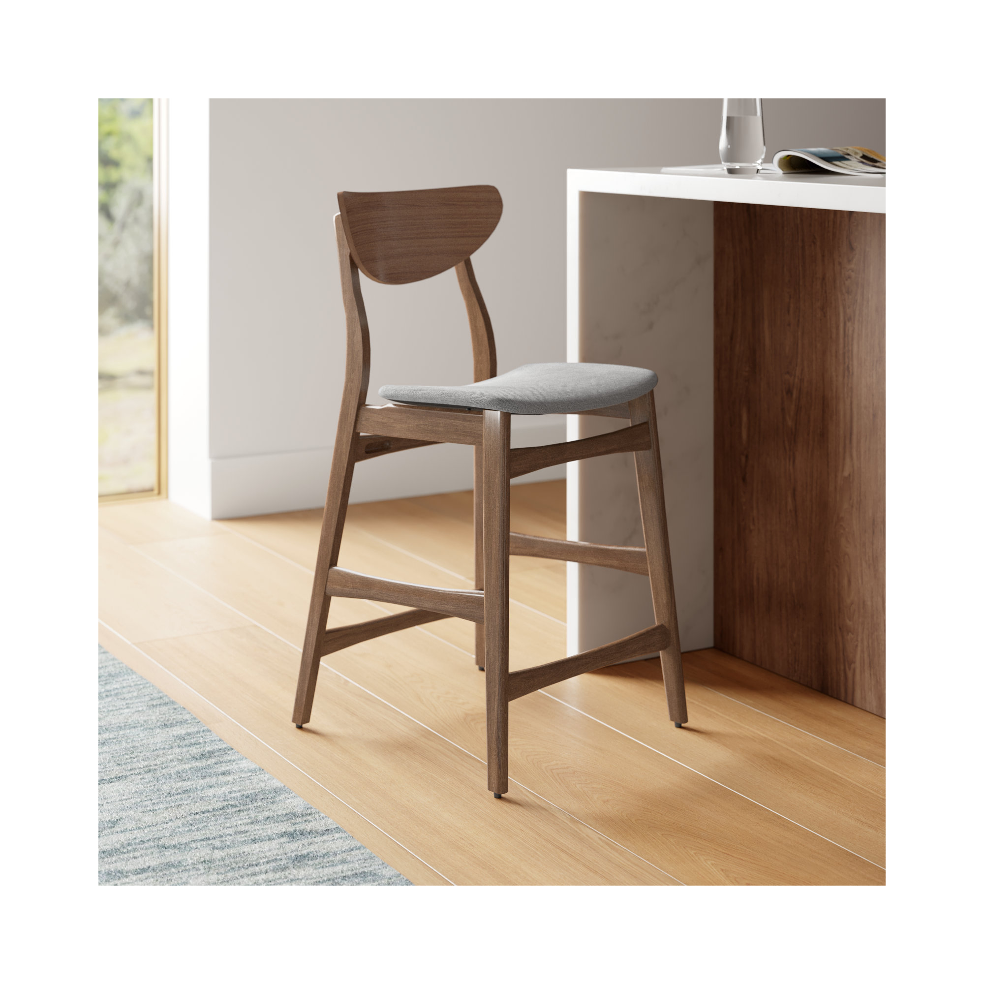 Fitz 24" Counter Stool, Walnut, Dark Gray
