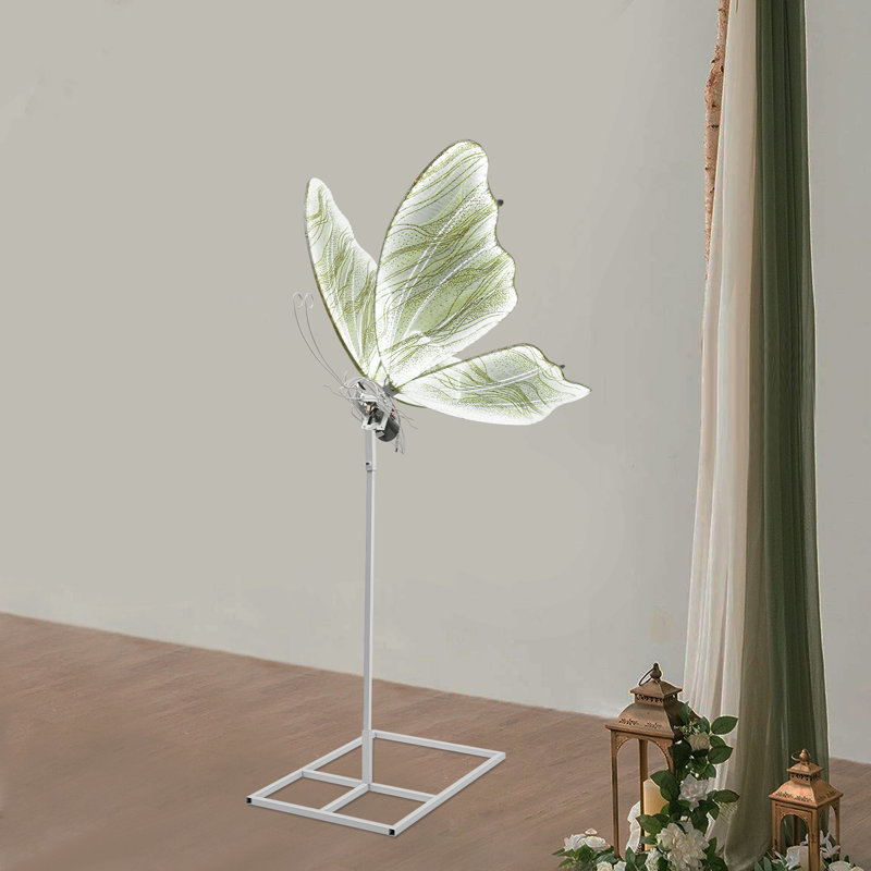 31.5 Inch Modern Wedding Electric Butterfly Floor Lamp Wedding Road Guide LED Standing Lamp Gold White, Gold White