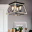 Luminaire suspendu style lustre 4 lumières de style campagnard en acier rustique pour salle à manger et cuisine-205515662