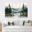 «Green Pine Trees Mist Morning I», ensemble d'art mural pin-107213683-107213693