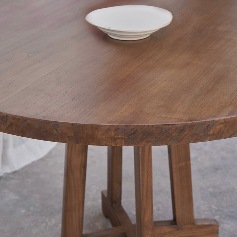 Walnut Round Sintered Stone Dining table, 29.53"H x 39.37"L x 39.37"W