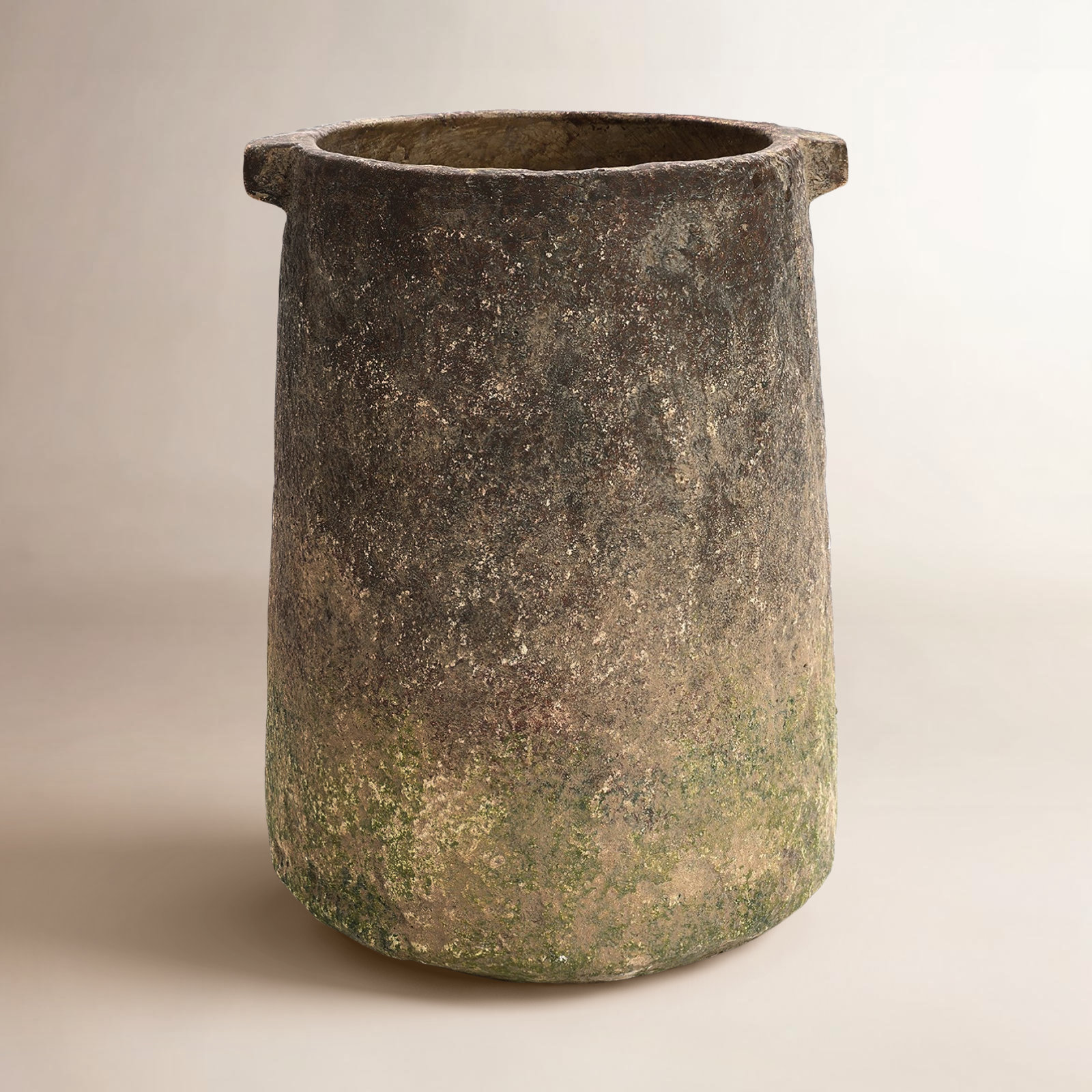 Rustic Ginger Root Brown Cement 11-Inch Tall Indoor and Outdoor Cylinder Vase