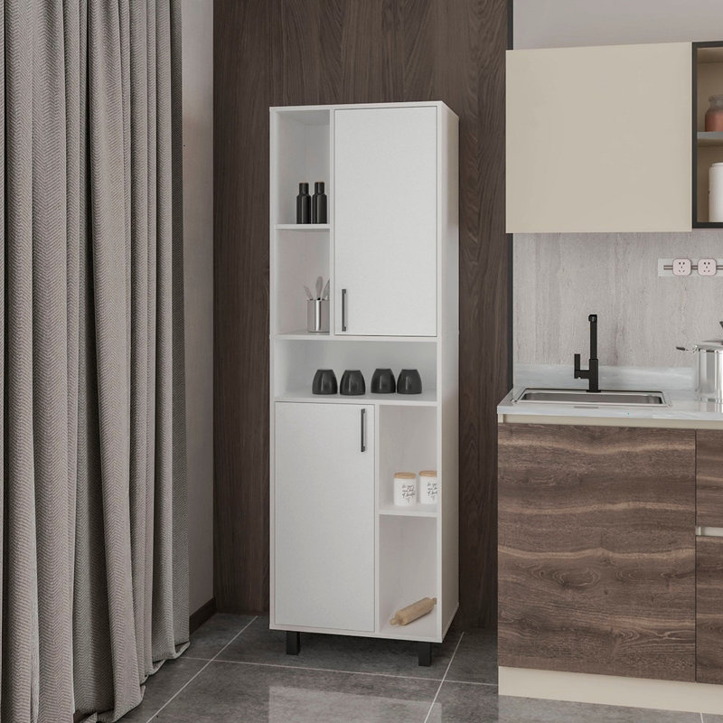 Garde-manger blanc avec rangement ouvert et 2 portes