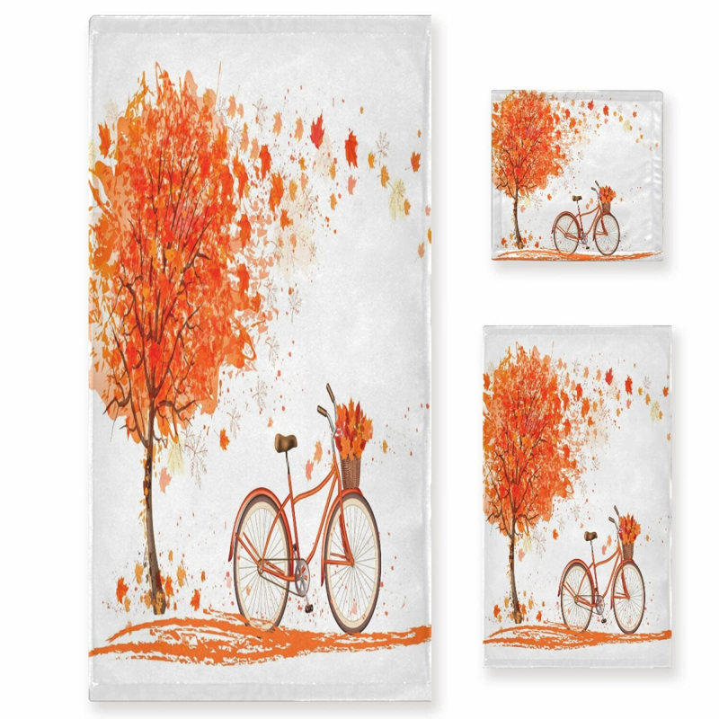 Autumn Breeze 3-Piece Towel Set - Soft & Multifunctional for Home, Kitchen, Hotel, Gym, Swim, Spa