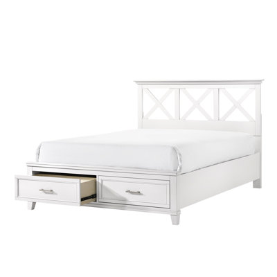 Lit de rangement blanc très grand X, tête de lit en bois massif et fabrication, style transitionnel, 88,2 po Profondeur, 49,29 de hauteur, 82,07 de largeur, 198,18 lb de profondeur