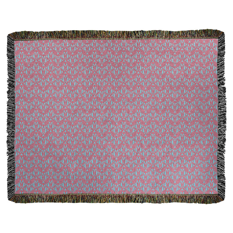 Couverture en coton tissé Katelyn Elizabeth, l 50 po x L 60 po, Rose / bleu