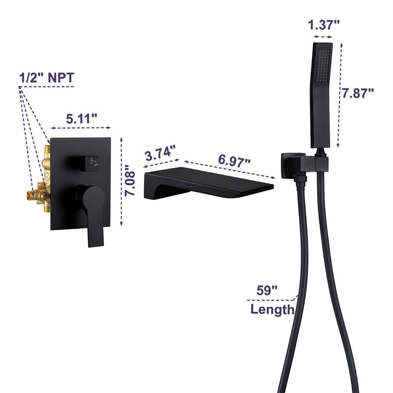 Bathroom Freestanding Tub Filler, Matte Black