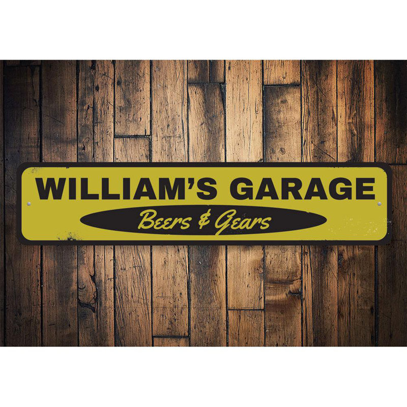 Enseigne en aluminium Beers & Gears, H 4 po x l 18 po x P 0,04 po