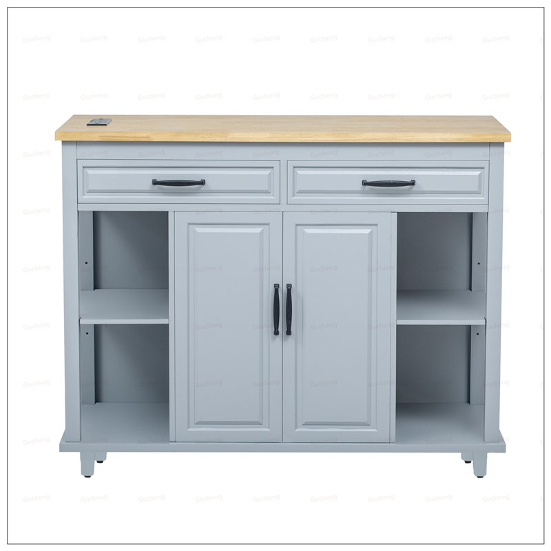 Extendable Kitchen Island with Dining Table, Storage, and Power Outlet, Perfect for Small Spaces and Multi-Functionality