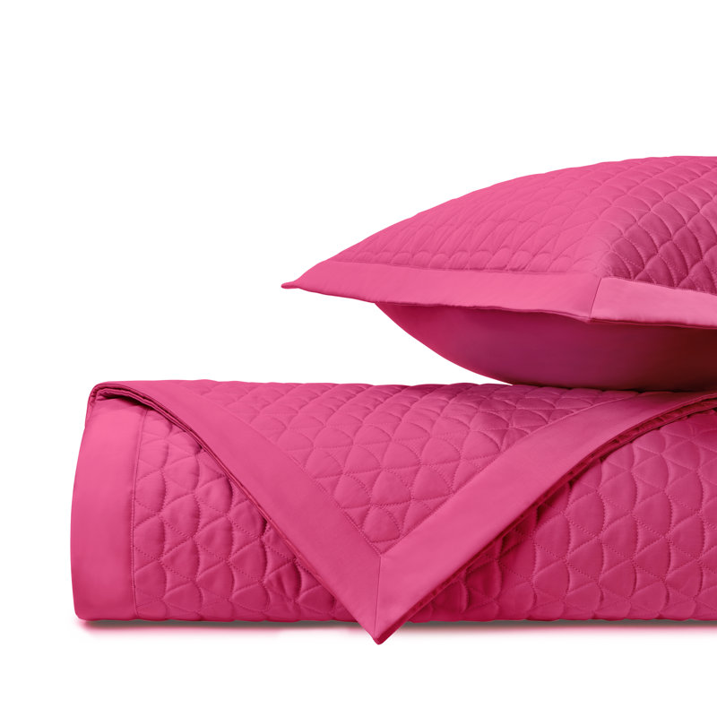 Anastasia Quilted Sateen Coverlet Set, Bright Pink, King Coverlet/Bedspread + 2 Shams