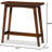 Mid-Century Modern Scandinavian Style Console Table With Slatted Shelf, Solid Rubber Wood And MDF Veneer, Dark Walnut Finish