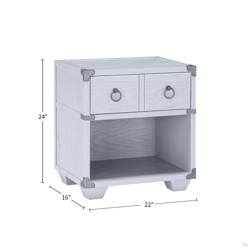 Table de chevet 1 tiroir avec un compartiment ouvert au fini gris