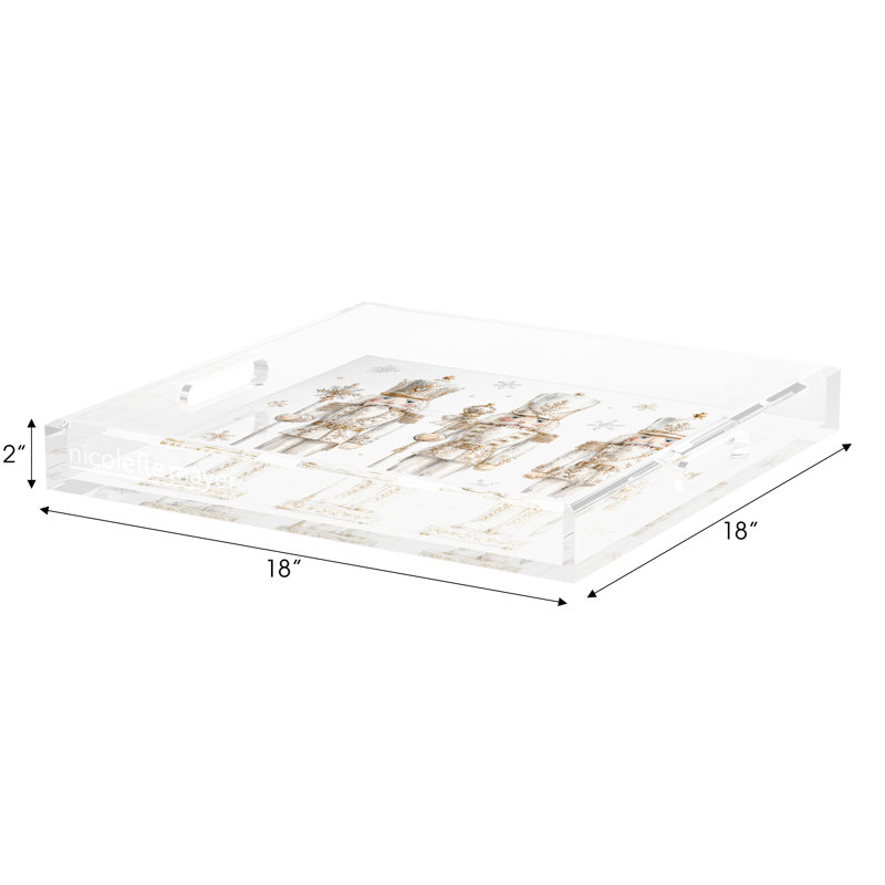Acrylic Decorative Tray, 18"W x 18"D, Gold
