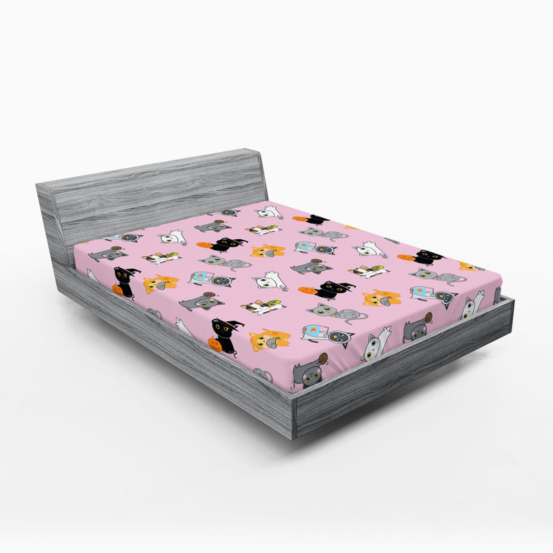 Ensemble de 2 draps-housse pour chat Ambesonne, Drap-housse de taille double
