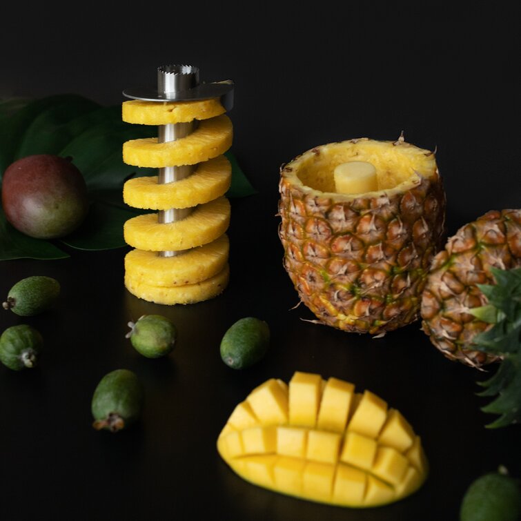 Deiss PRO Dévideur d'Ananas (Coupe-Ananas) – 2 en 1 Coupe & Trancheur Ananas  en Acier Inoxydable – Faites des tranches d'ananas parfaits et sans gâchis  – Lavable au lave-vaisselle : : Cuisine