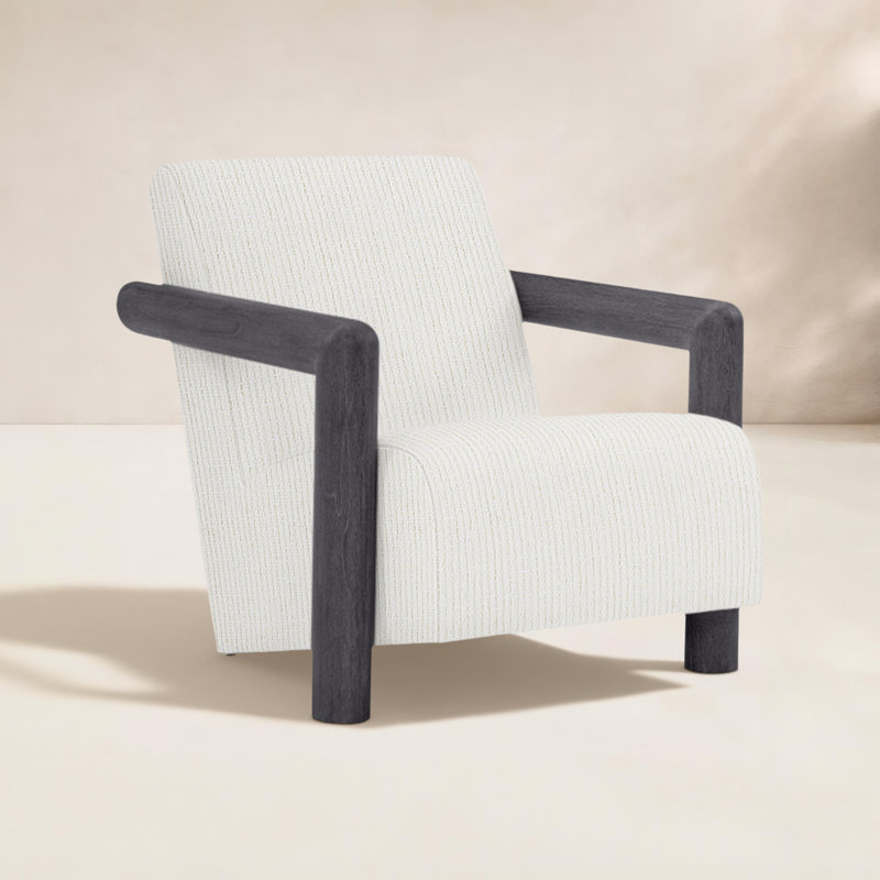Mara Patio Chair with Cushions, Cream Outdoor Poly, Flint Gray