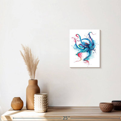Blue Octopus Splash sur impression sur toile