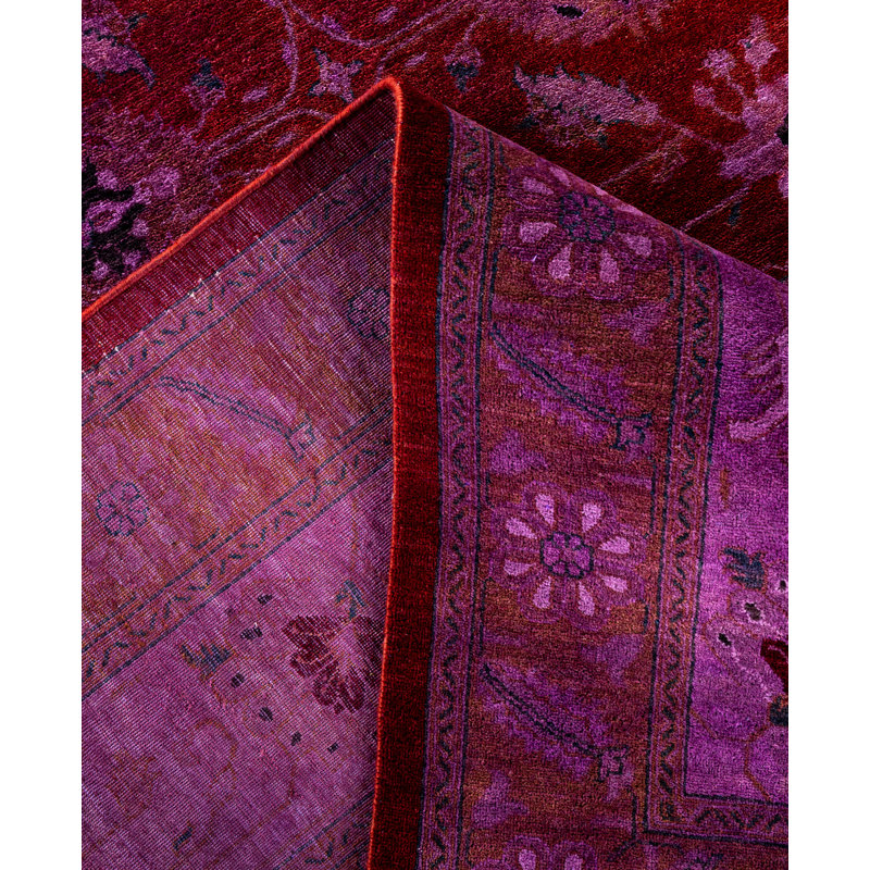 Overdyed Hand-Knotted Wool Modern-Contemporary Purple Area Rug 9' 2" x 11' 10"