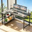 Aliff Modular L-Shaped Stainless Steel Computer Desk-690791717-690791902