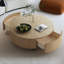 Table basse ronde en bois avec placage de frêne pour le salon, 2 tiroirs de rangement pour les petits espaces