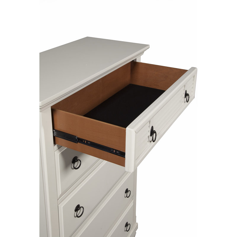 38" White Solid Wood Five Drawer Chest