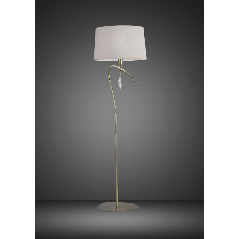 Eurich 178cm Traditional Floor Lamp, Antique Brass, Ivory White