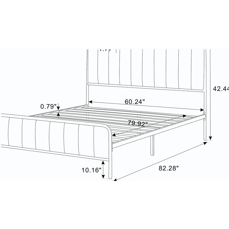Structure de lit tapissier pour grand lit, Gris