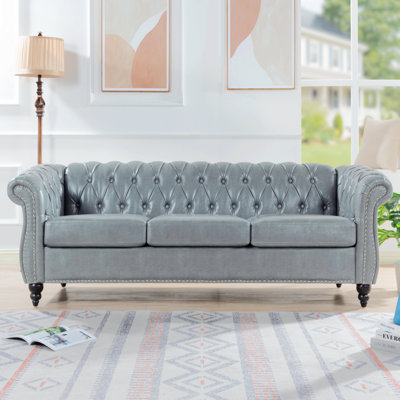 84.65"" Rolled Arm Chesterfield 3 Seater Sofa -  Alcott HillÂ®, B5A2D2057BF744C8B6B8ED3831897B7D