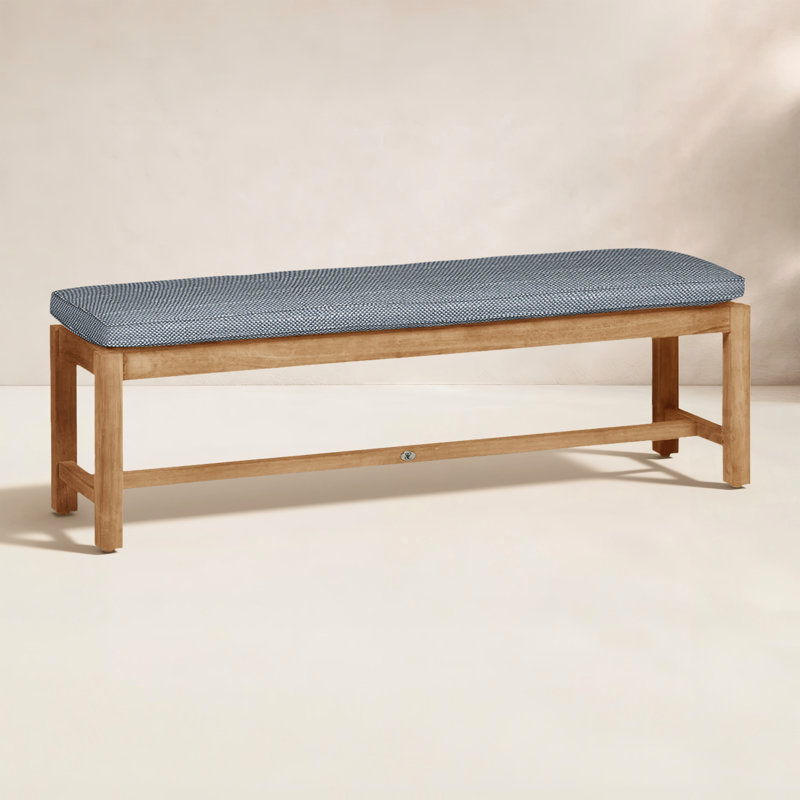 Club Picnic Bench, Rollo Chambray InsideOut® Linen, Welt, Natural Teak